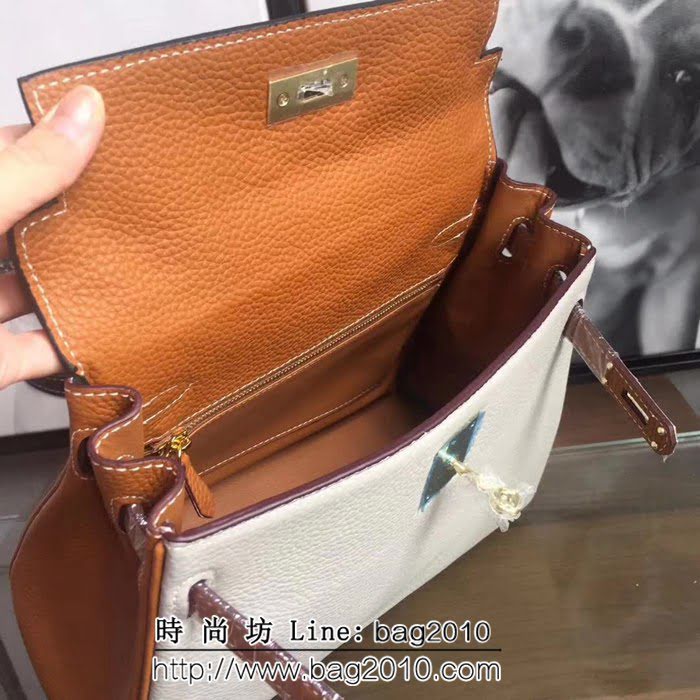 愛馬仕Hermes 頭層牛皮配色爆款凱莉包 時尚手提包 0AM1449